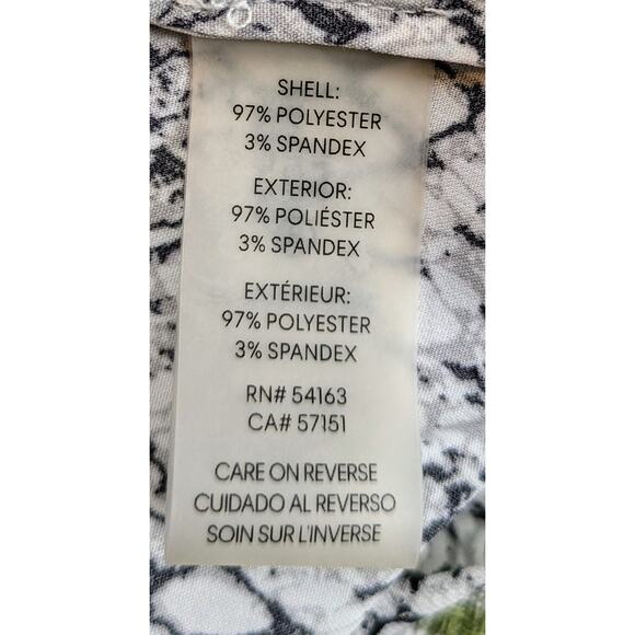 Calvin Klein Blouse Top Large White Black Snakeskin Print Flowy Career High Low - Picture 11 of 12